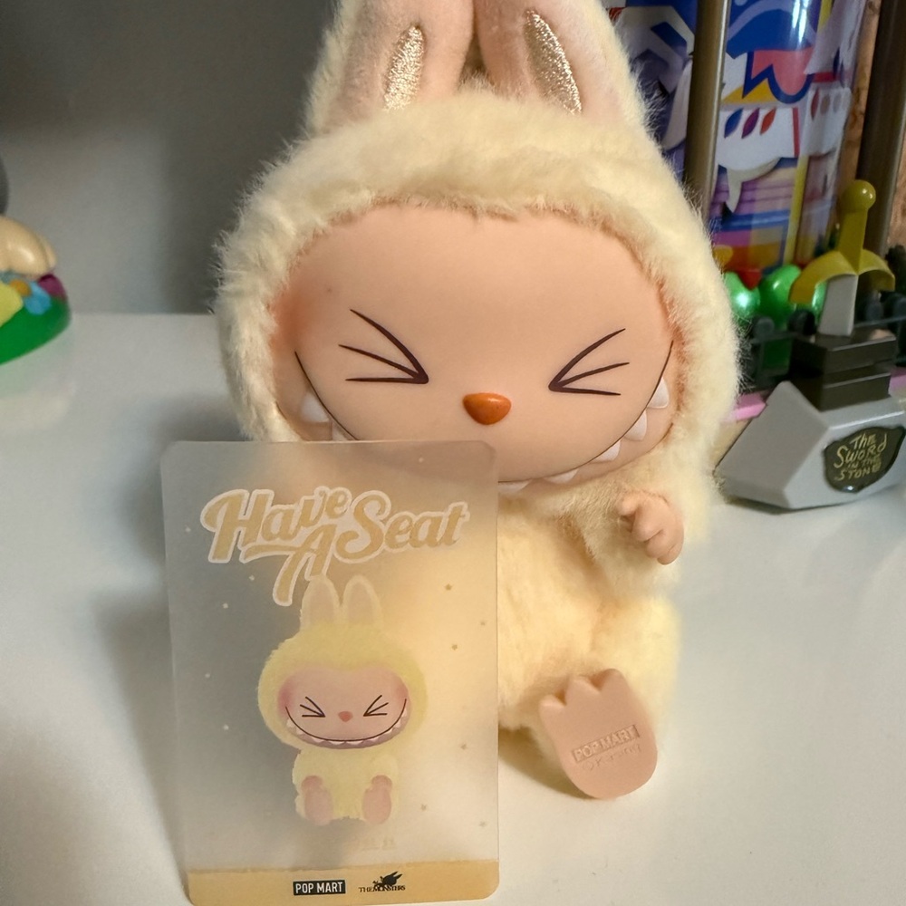 POP MART Plush Bunny Doll in Cream Faux Fur